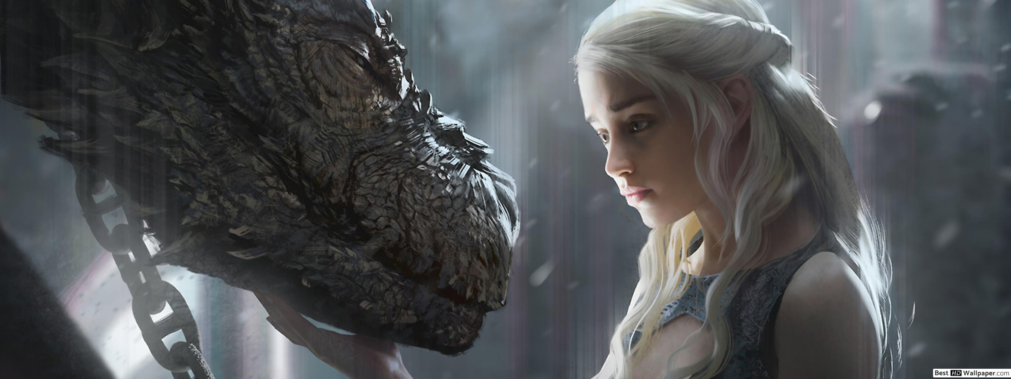 3360x1260 Game of Thrones Targaryen Dragon HD wallpaper download
