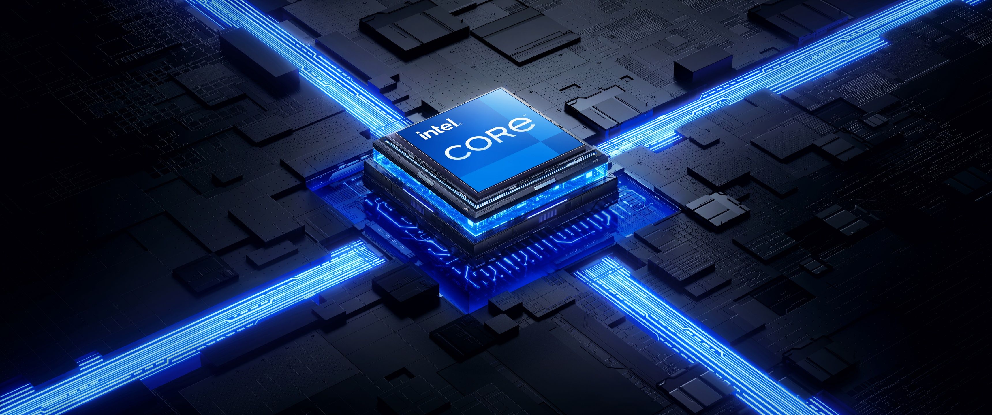 3440x1440 Intel processor Wallpaper 4K, Futuristic, 3D background