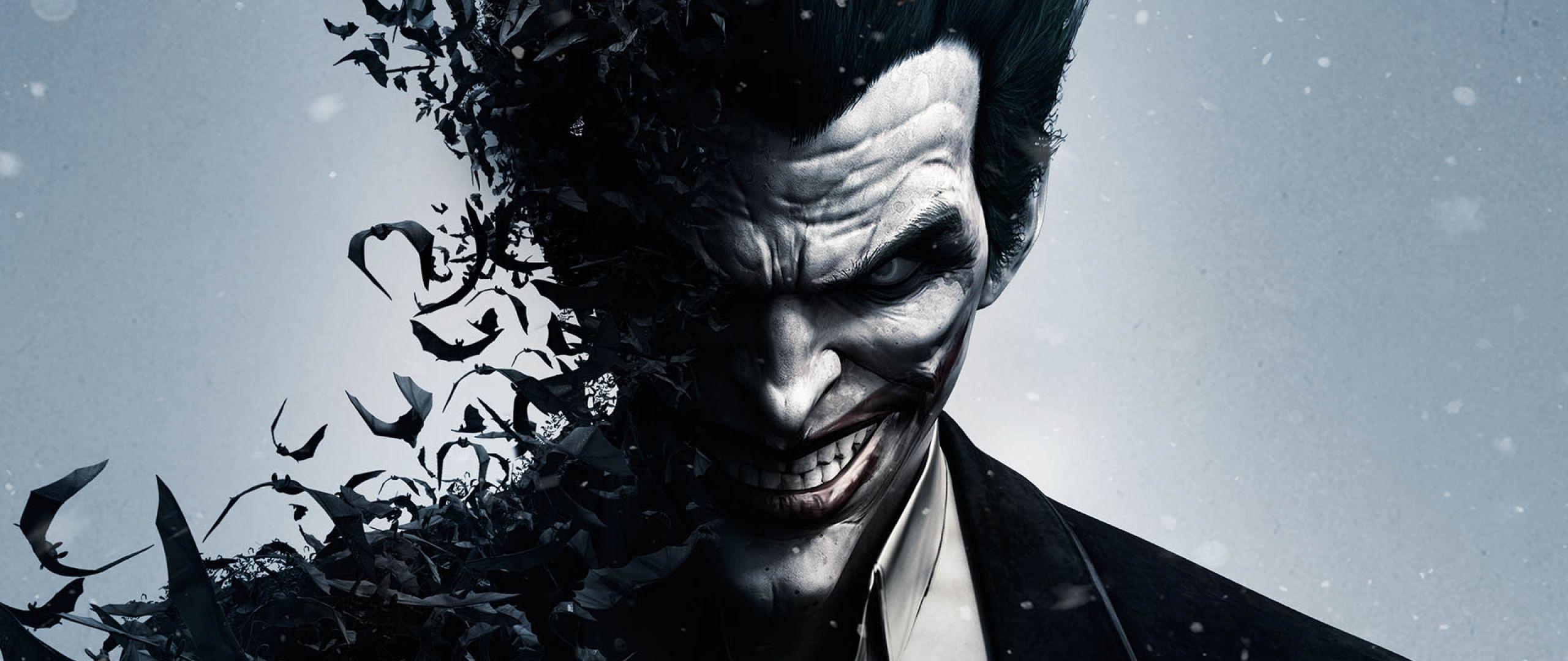 2560x1080 Free download Batman Arkham Origins Joker Smile And Bats Wallpaper