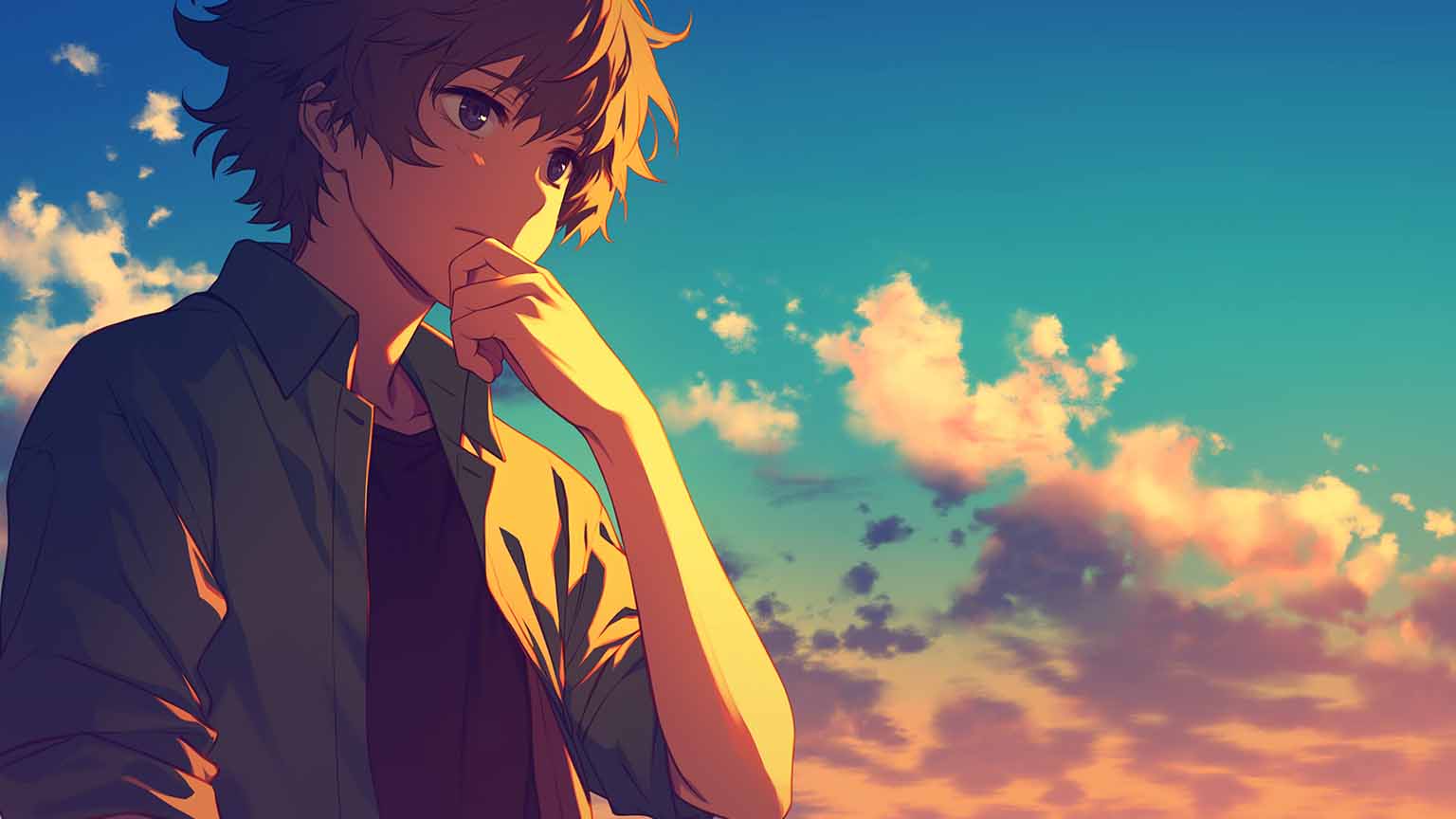 1536x864 Anime Boy Daydreaming Desktop Wallpaper