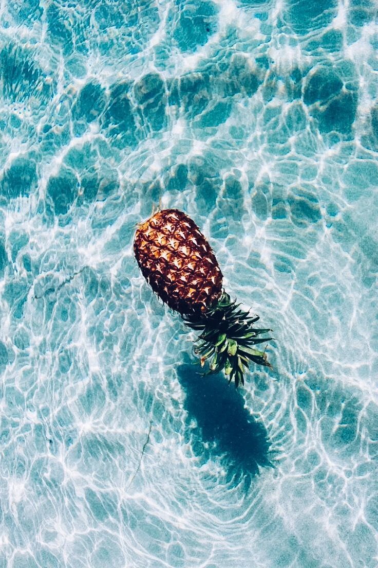 736x1104 Pineapple Floating on Water