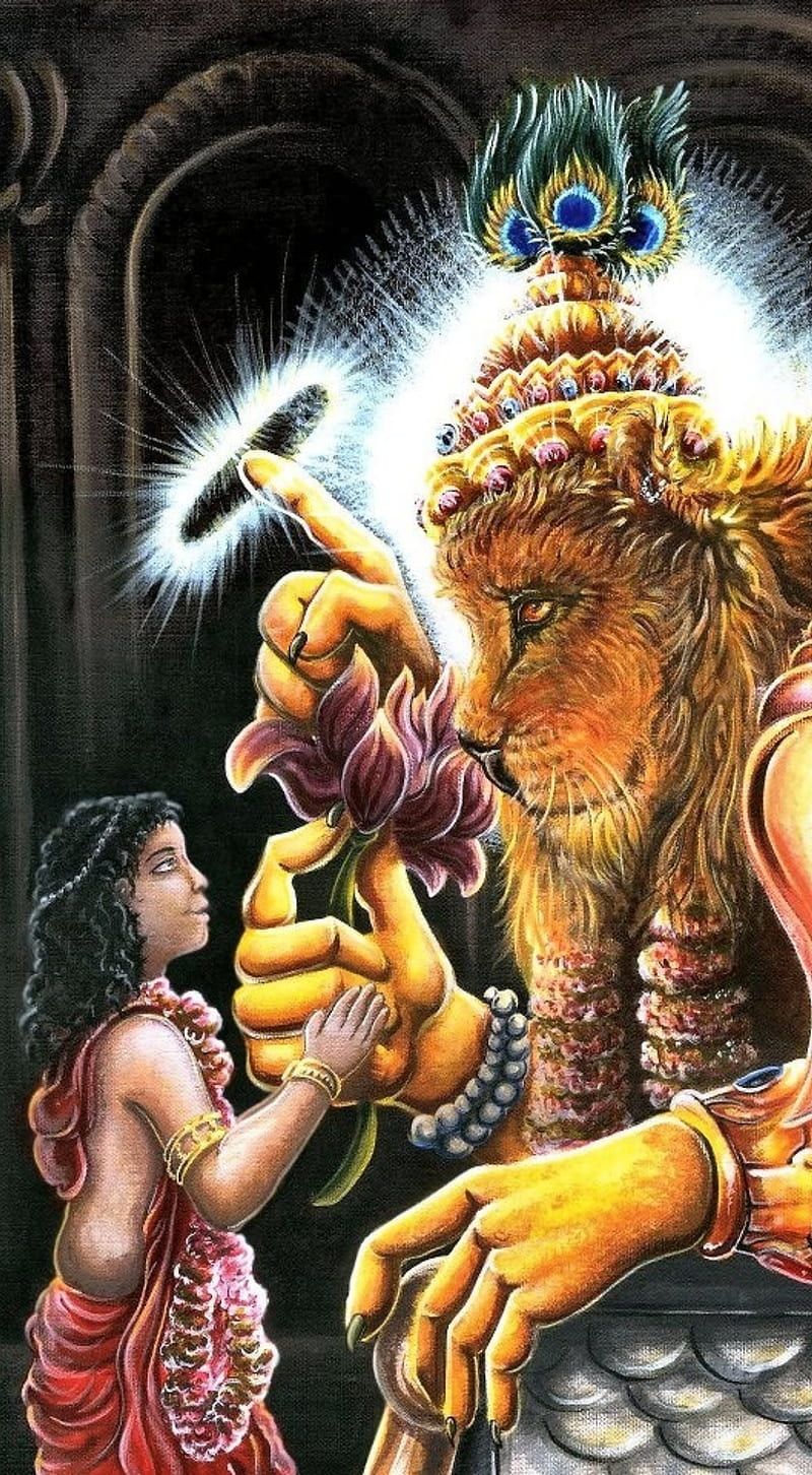 800x1452 Narasimha, prahlada, super, HD phone wallpaper