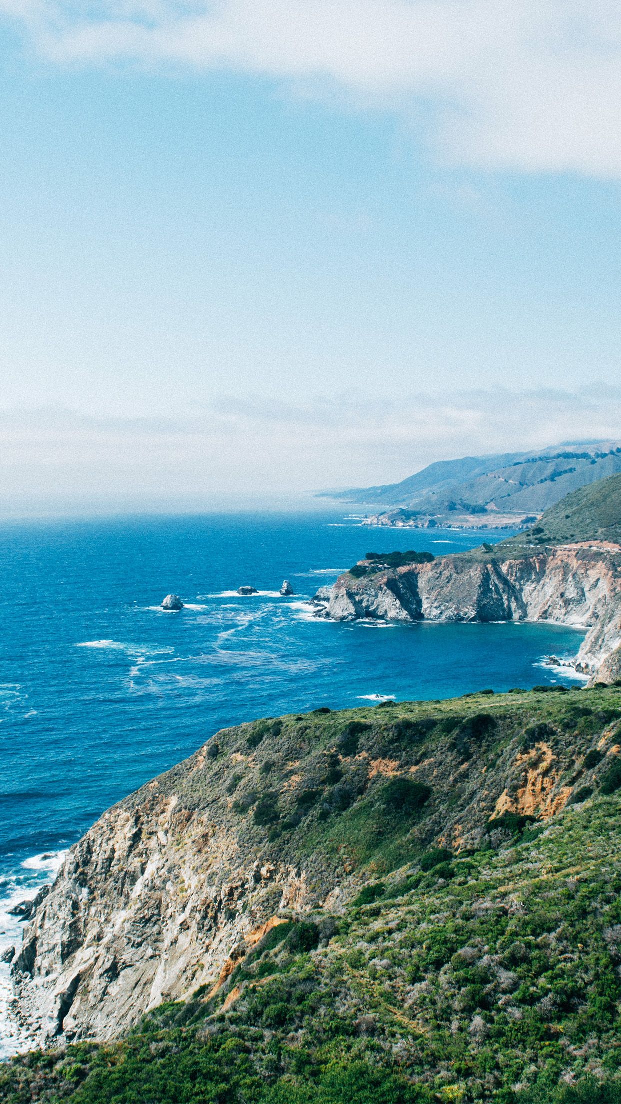 1242x2208 iPhone 6 wallpaper. sea mountain green beach nature