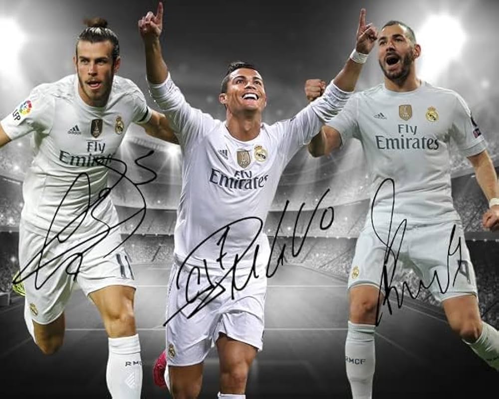 1000x800 Ikonic Fotohaus Cristiano Ronaldo Karim Benzema Gareth Bale Signed Photo Autograph Print Wall Art Home Decor : Amazon.ae: Home