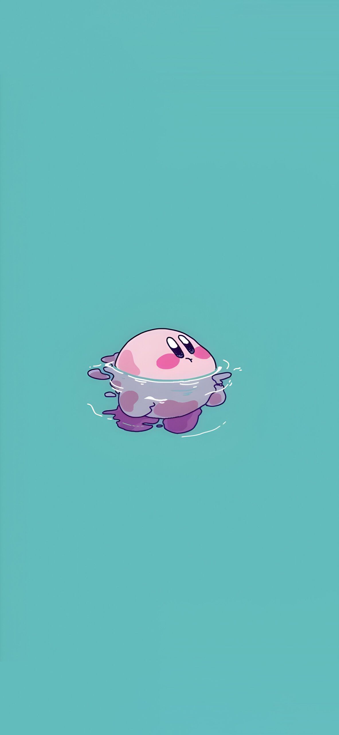1183x2560 Kirby Floating Water Aqua Wallpaper Game Wallpaper