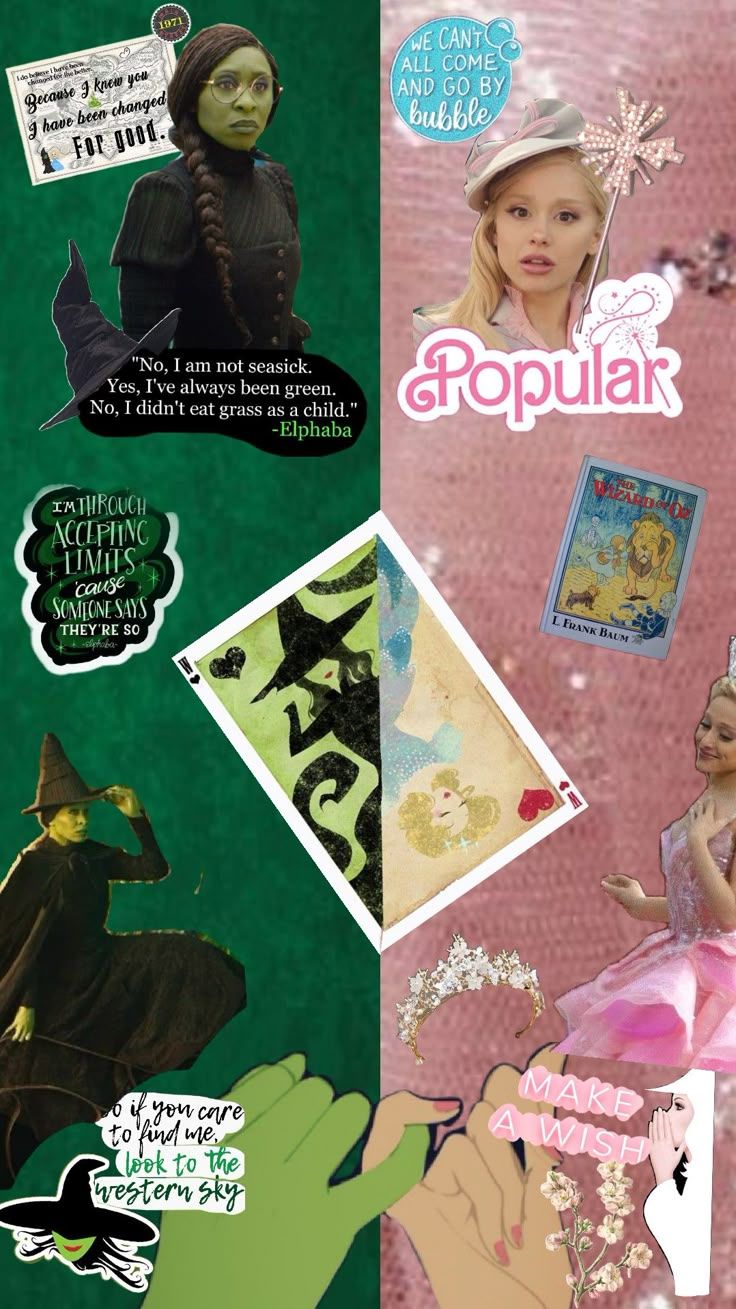 736x1309 Wicked #Glinda #Elphaba #Wizardofoz #AeianaGrande #pink #witch #green