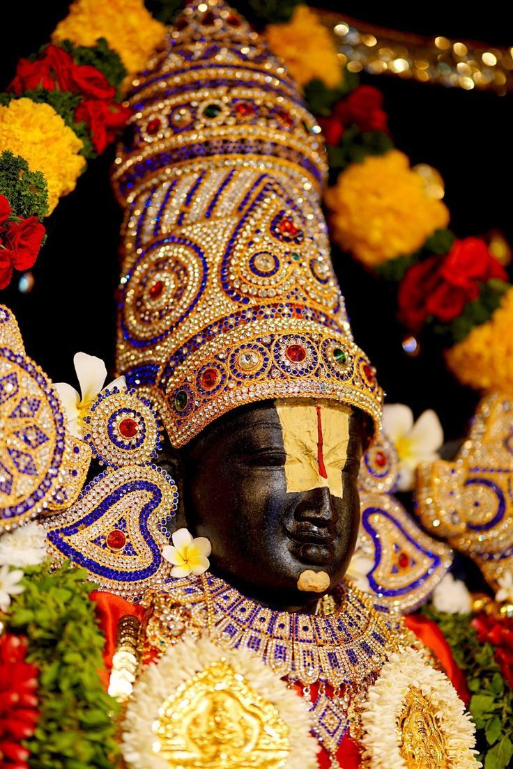 736x1104 Elaborately Decorated Hindu Statue. Lord venkateswara image full HD 4k, Lord venkateswara image full HD wallpaper, Lord balaji HD wallpaper 4k