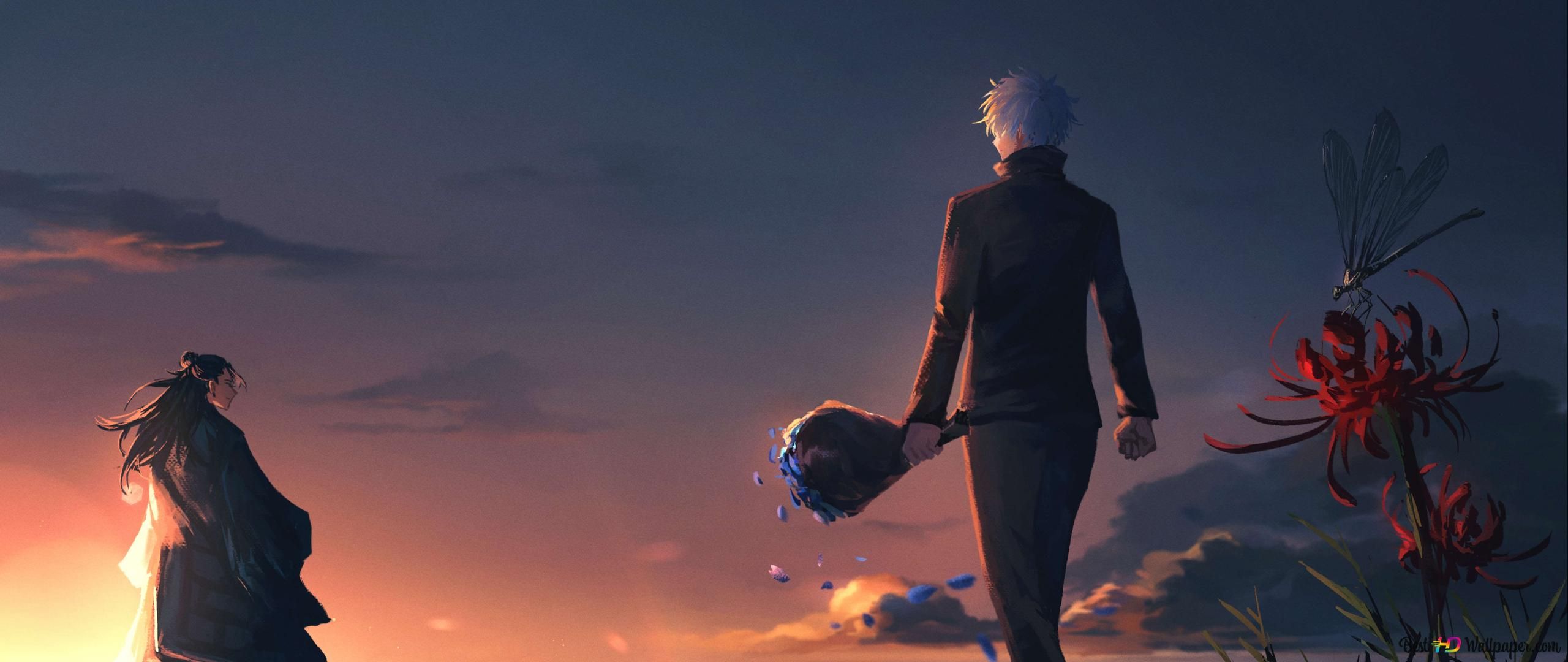 2560x1080 Suguru Geto and Satoru Gojo anime love 4K wallpaper download