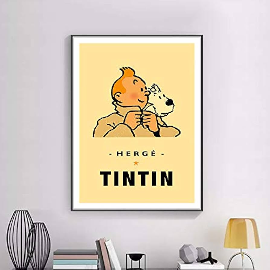 894x894 N / A Mars Exploration The Adventures of Tim and Struppi Dog Comic Canvas Painting Vintage Kraft Poster Coated Wall Sticker Home Decor Gift 20 x 30 cm N Frame : Amazon.co.uk