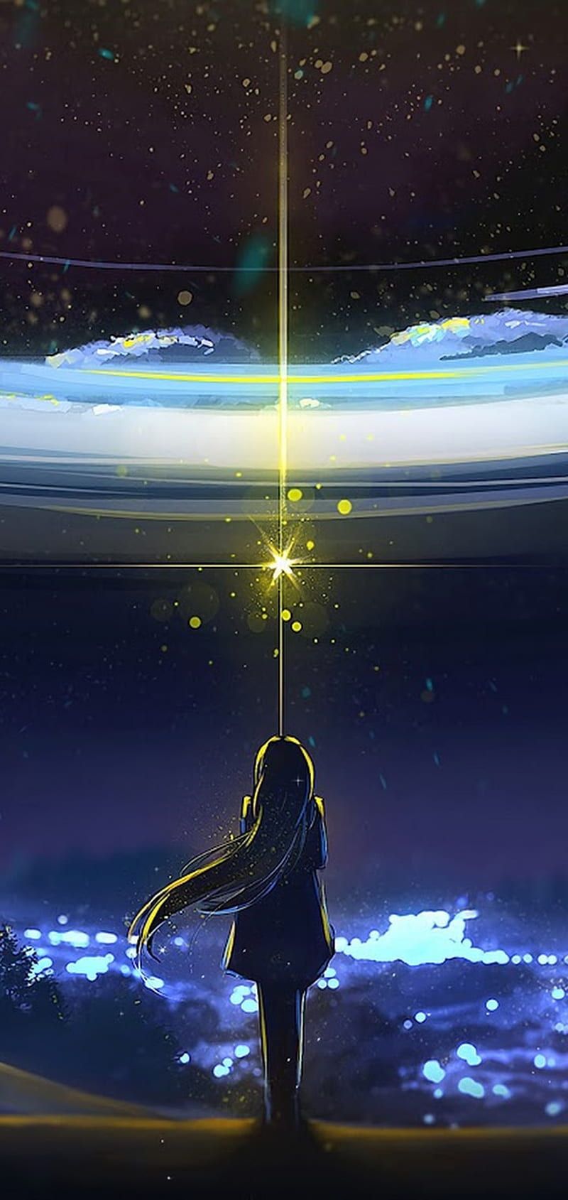 800x1689 Anime Galaxy, fantasy, girl, mystic, night, star, HD phone wallpaper