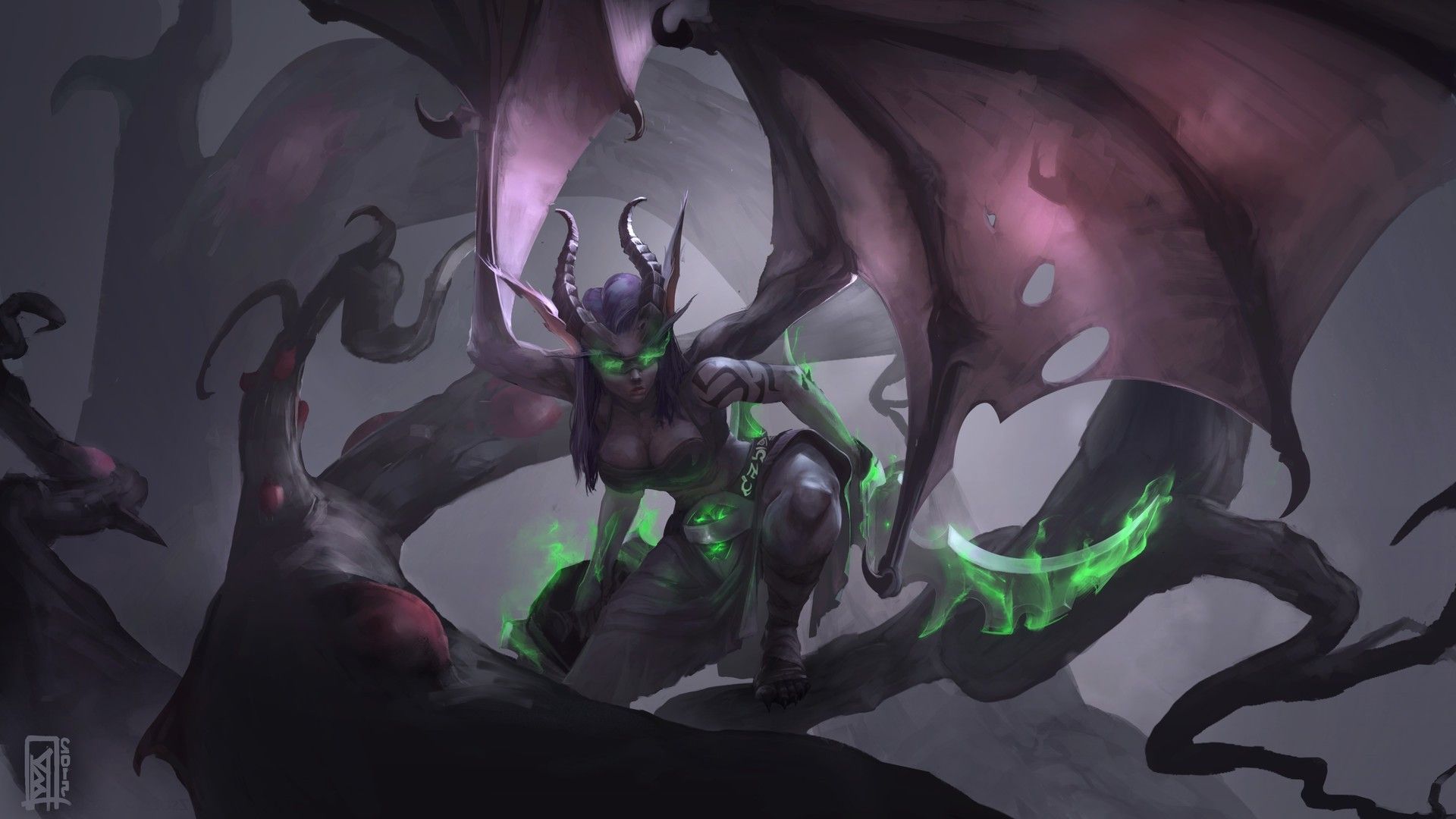 1920x1080 fantasy Art, Demoness, Demon Hunter, World Of Warcraft Wallpaper HD / Desktop and Mobile Background