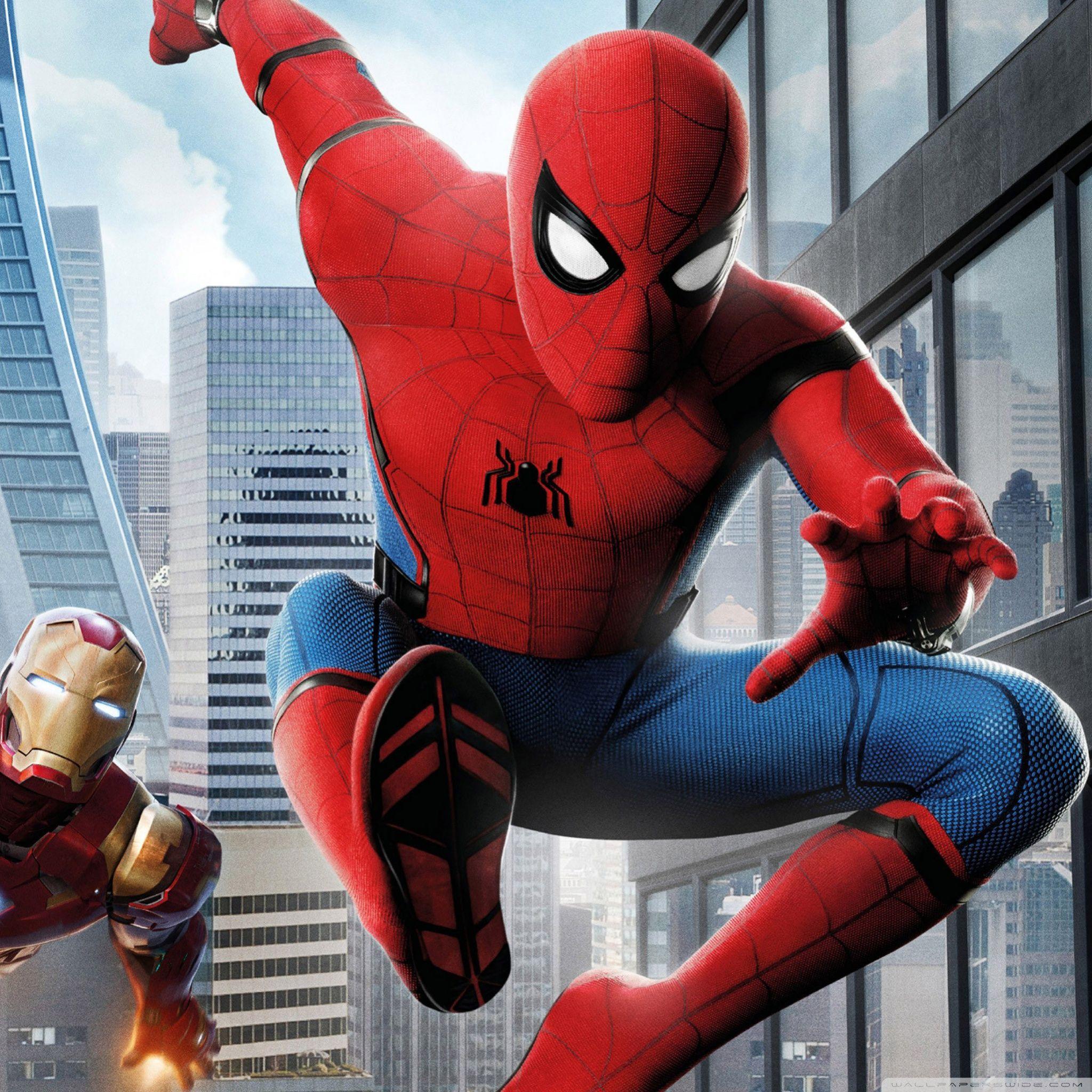 2048x2048 Spider Man Homecoming Iron Man Ultra HD Desktop Background