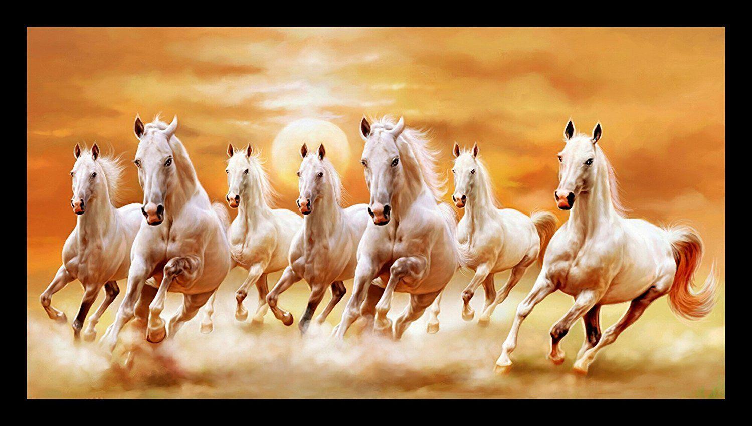 Décor  Design 3d Wallpaper Seven Horses Running For HomeOfficeDrawing  Room Digital Reprint 14 inch x 11 inch Painting Price in India  Buy Décor   Design 3d Wallpaper Seven Horses Running