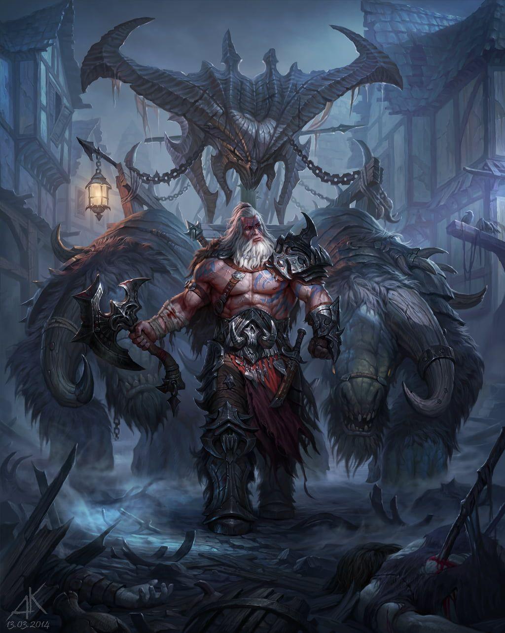 1024x1283 Man holding axe wallpaper, Diablo III, video games, Barbarian