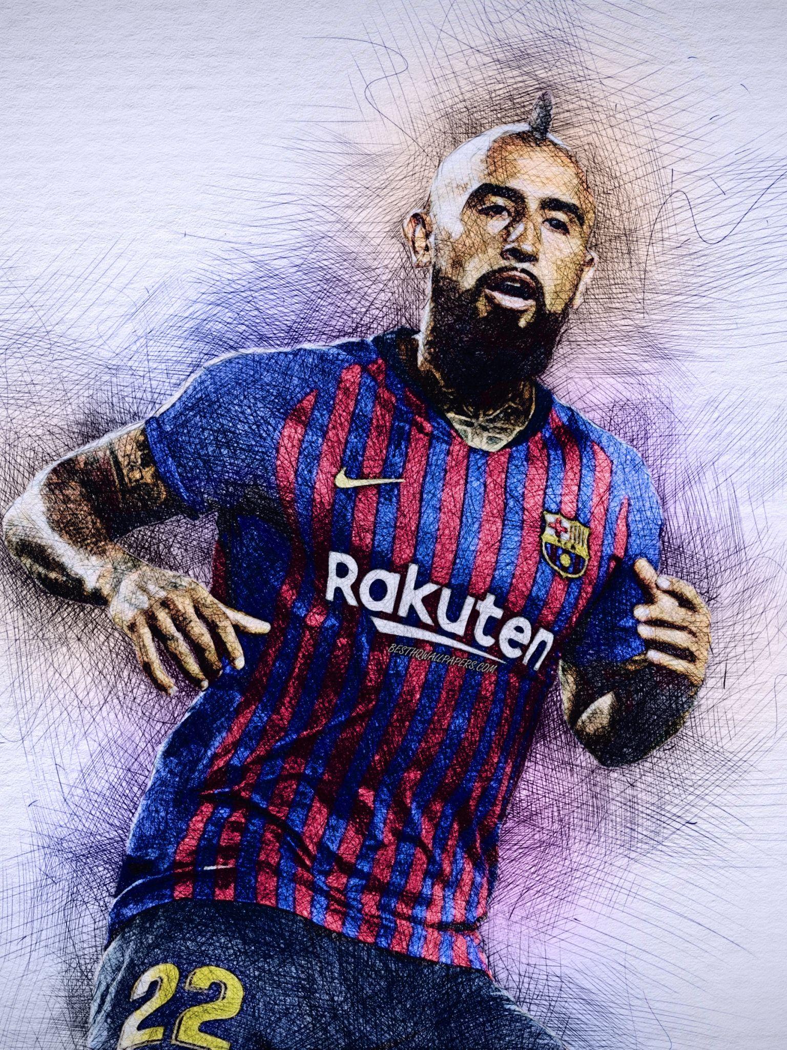 1536x2048 Free download Download wallpaper Arturo Vidal 4k artwork football