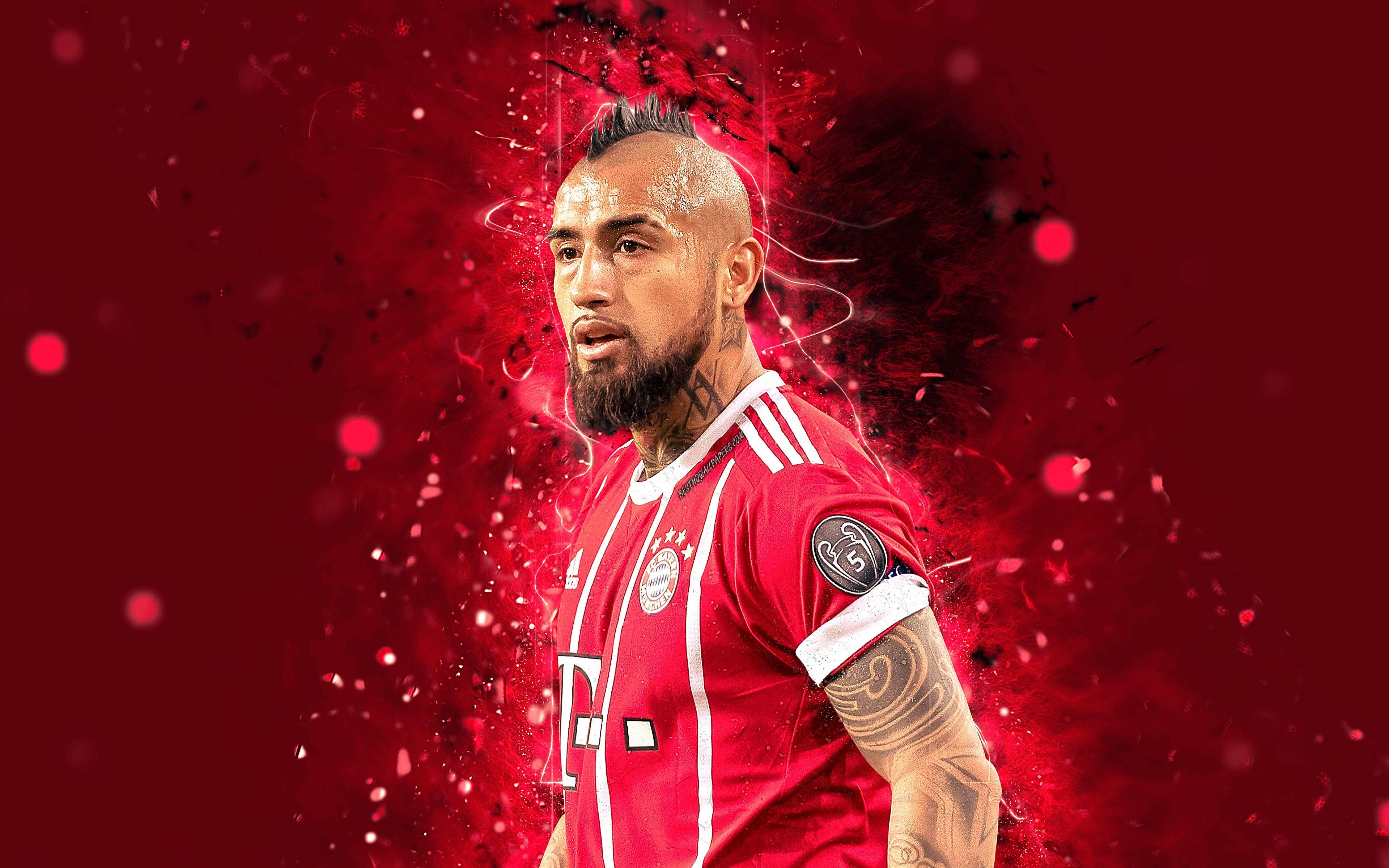3840x2400 Download wallpaper 4k, Arturo Vidal, abstract art, football stars