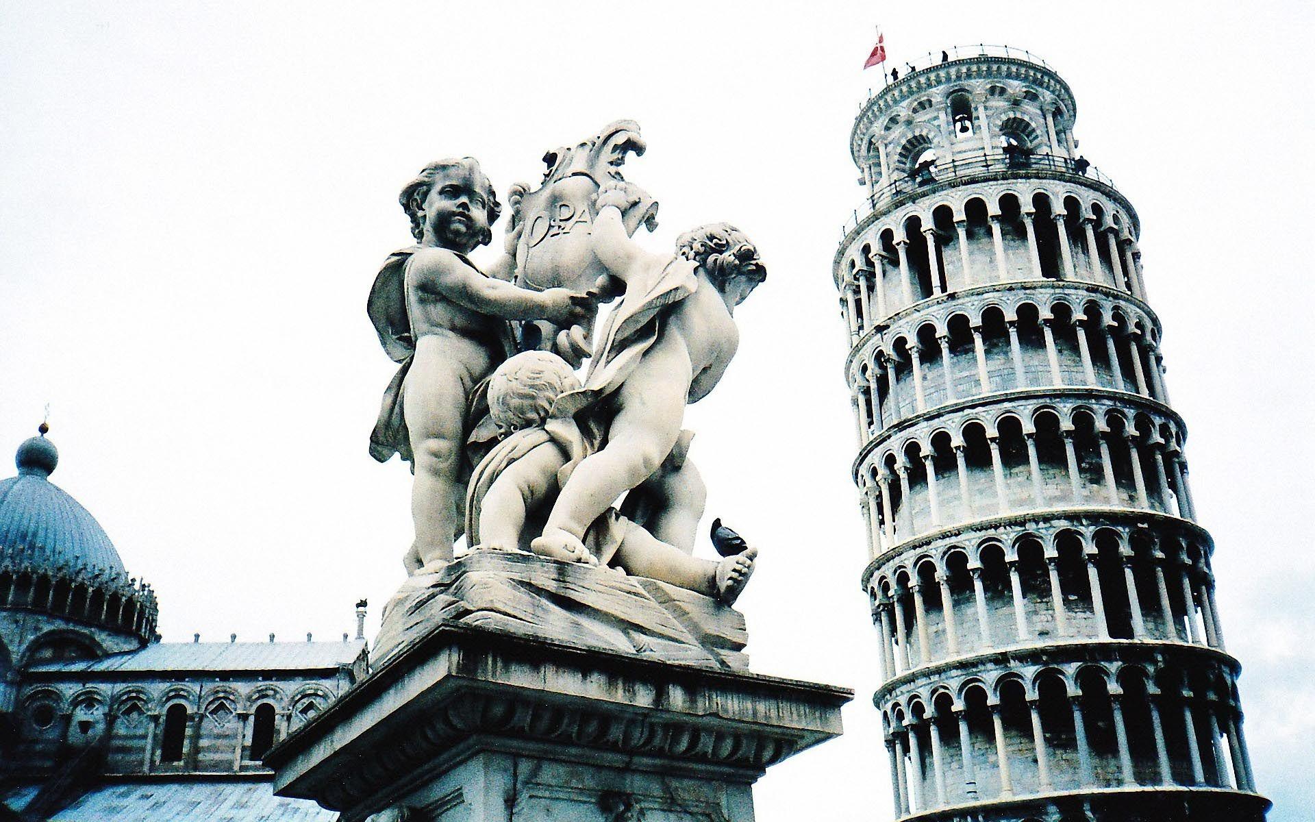 1920x1200 Pisa Tower Statue Wallpaper