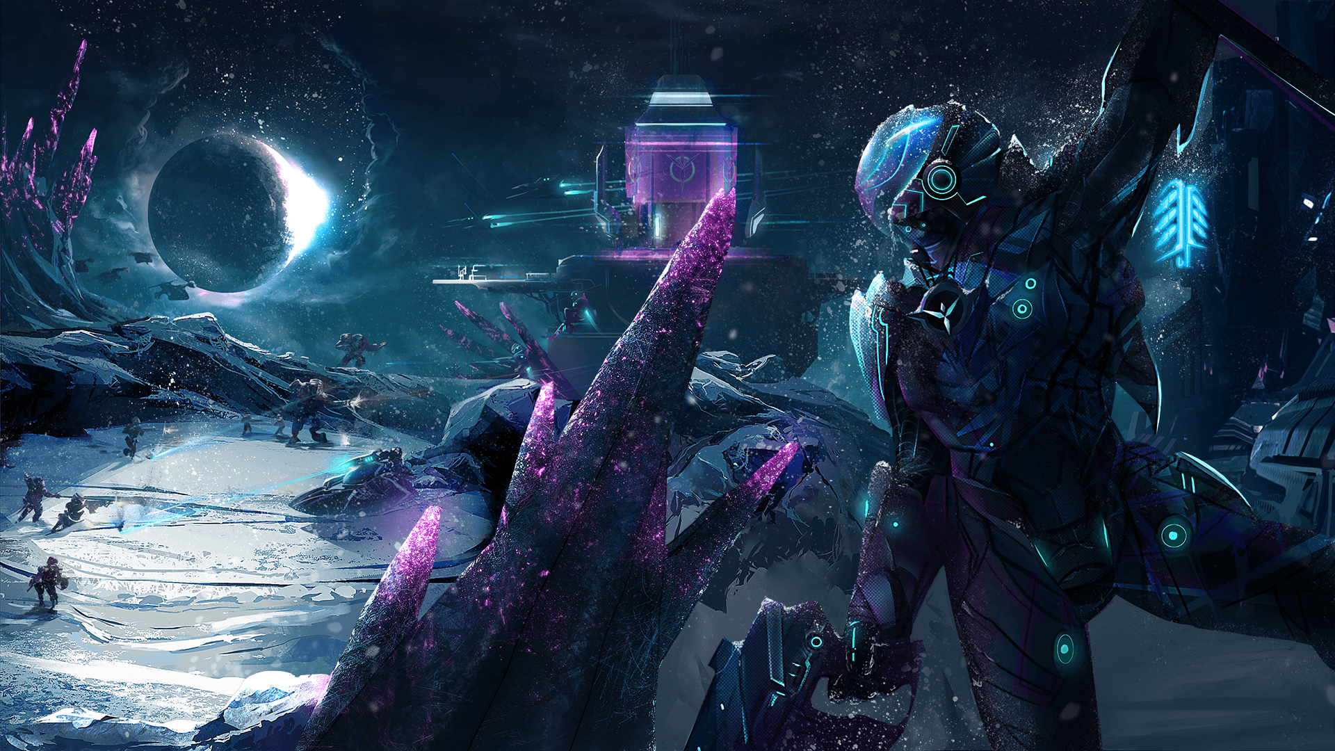 1920x1080 spaceship, futuristic, Vanu Sovereignty, space, robot, ice