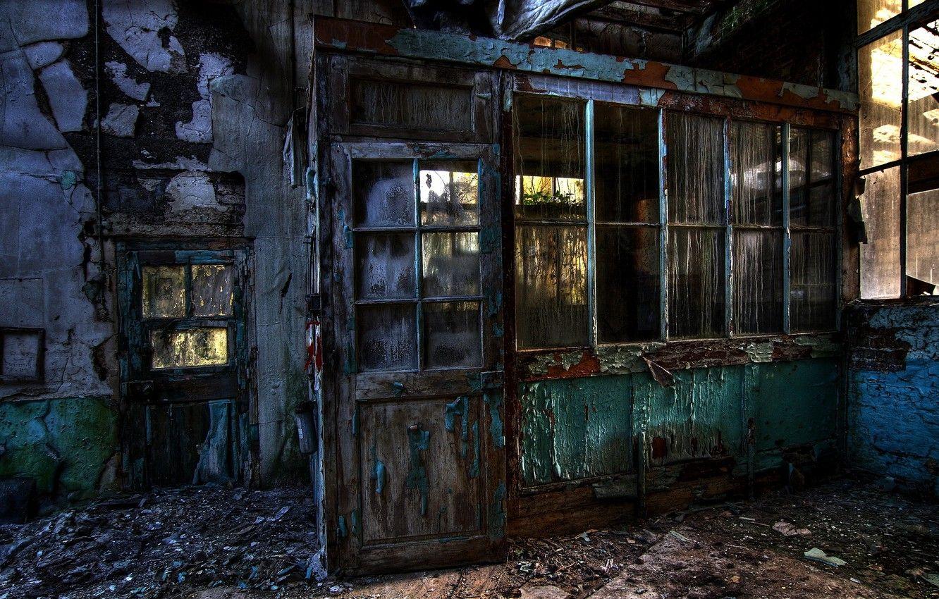 1332x850 Wallpaper dirt, glass, window, abandoned buildings image