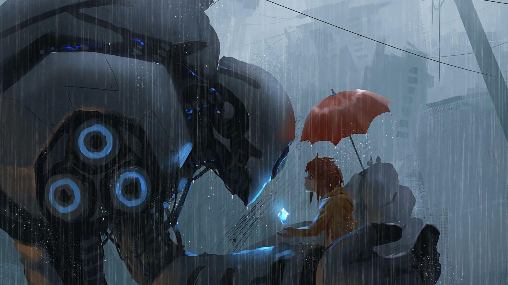 1920x1080 drawing science fiction futuristic robot battle artwork wallpaper