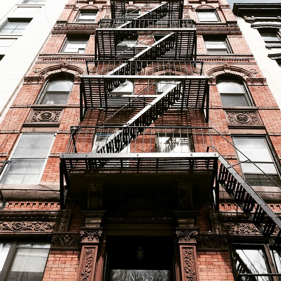 910x910 HD wallpaper: Fire Escape, Walkup, New York, City, apartment, leader, evaluation