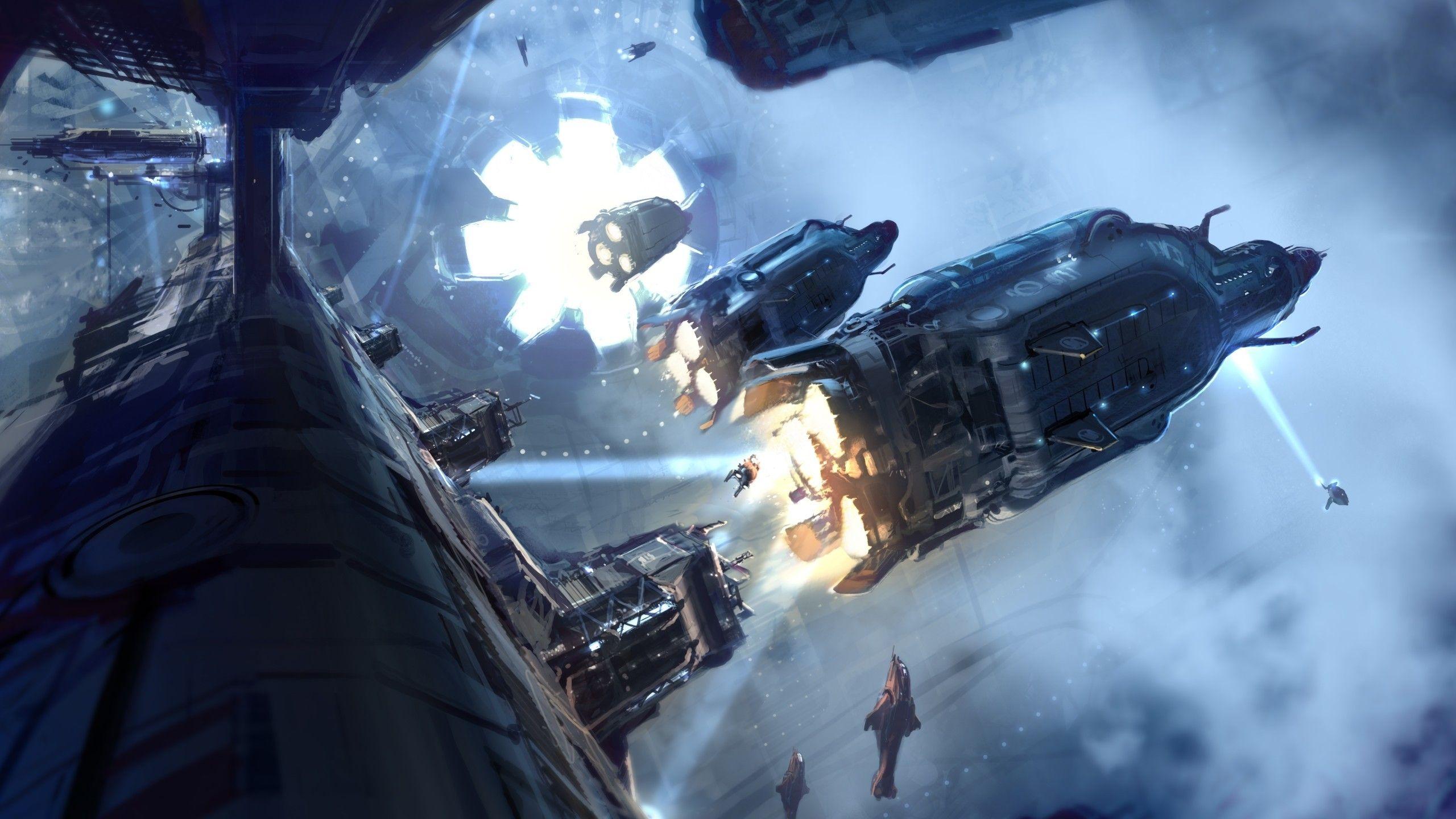 2560x1440 Halo Space Battle Wallpaper