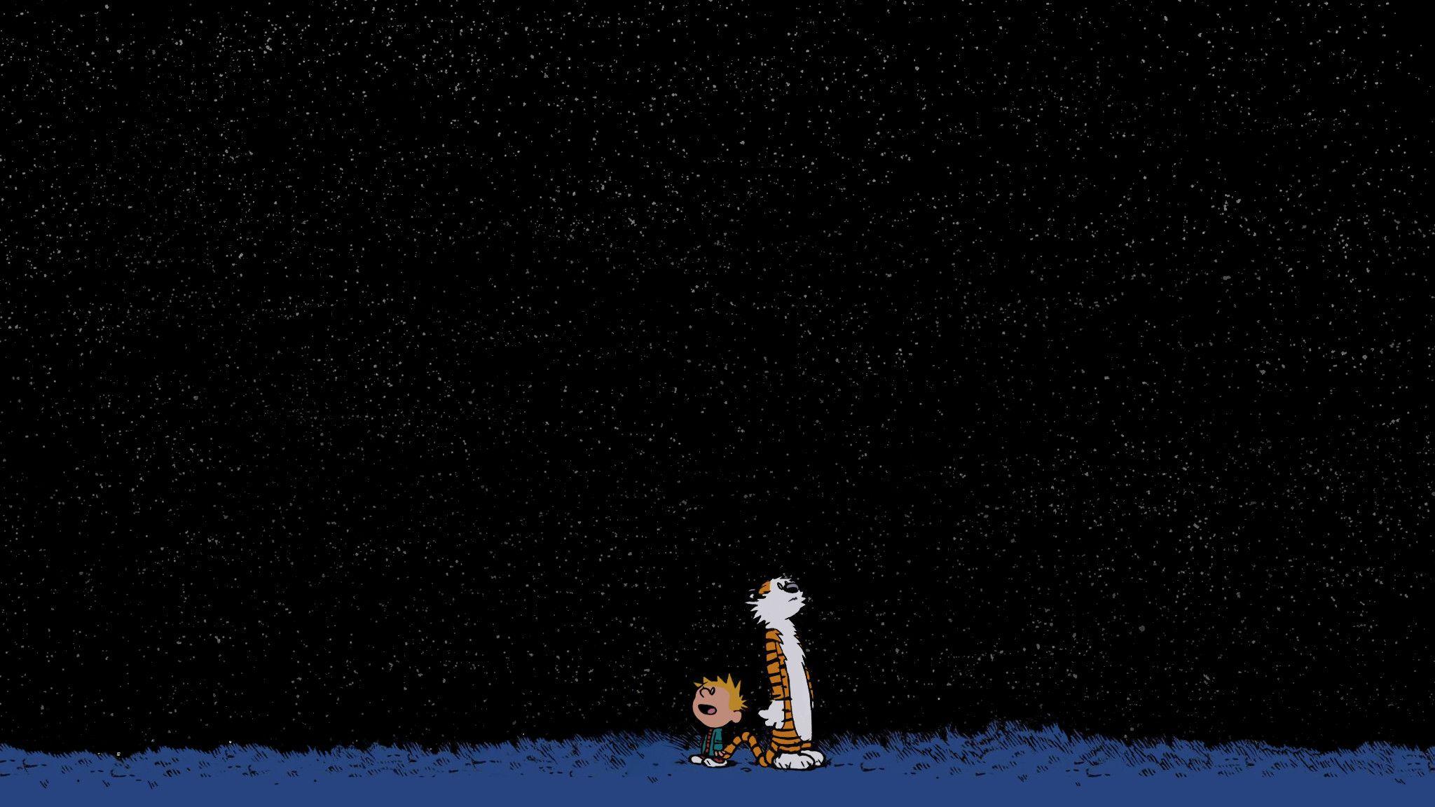2048x1152 Calvin and Hobbes Stars Wallpaper
