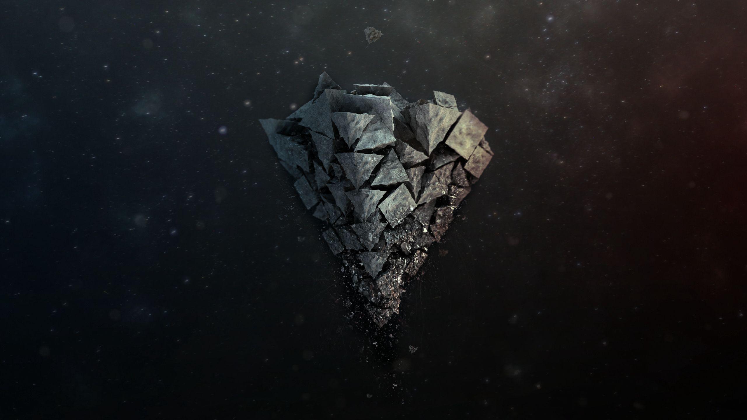2560x1440 Download wallpaper 2560x1440 shards, stone, background, light