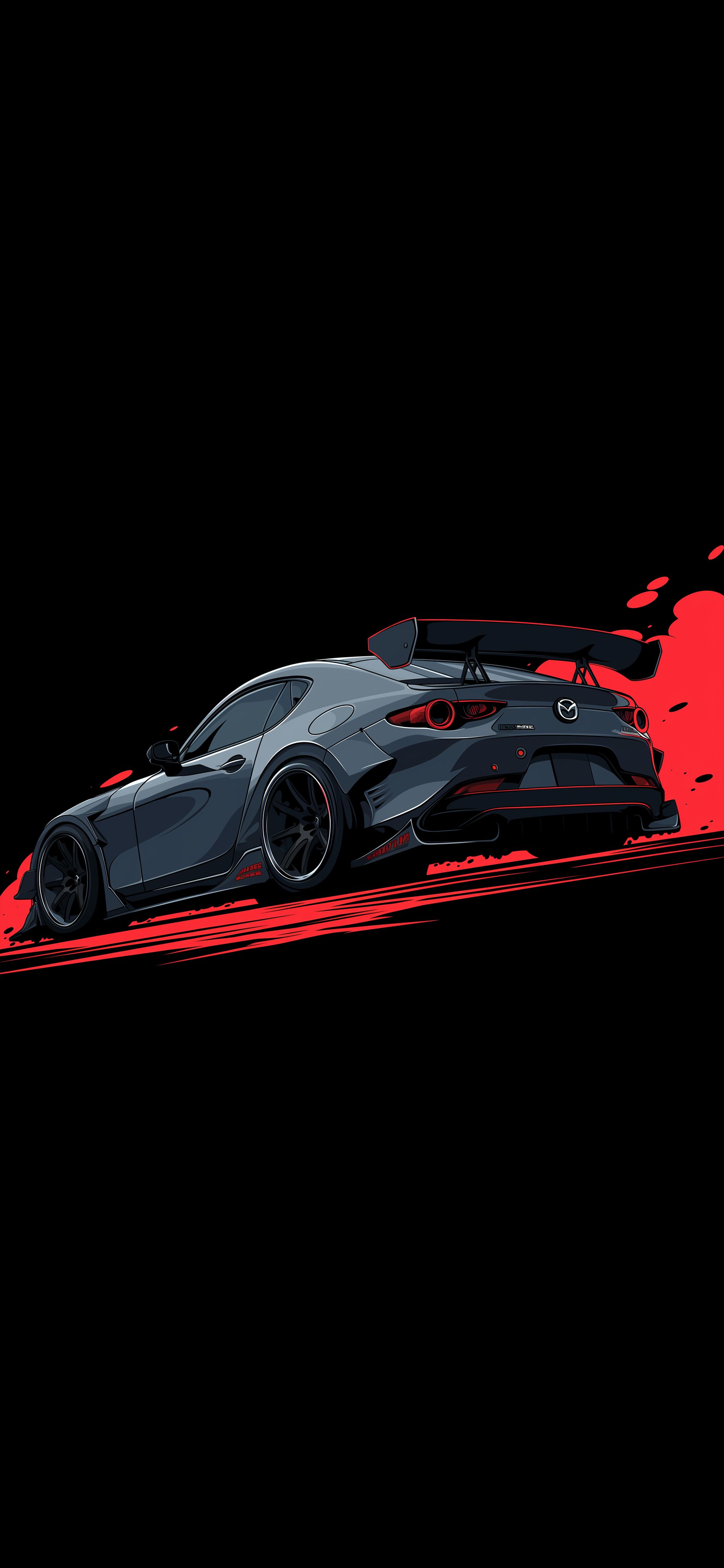 2000x4329 Mazda MX 5: Sleek Black Sport Car Wallpaper