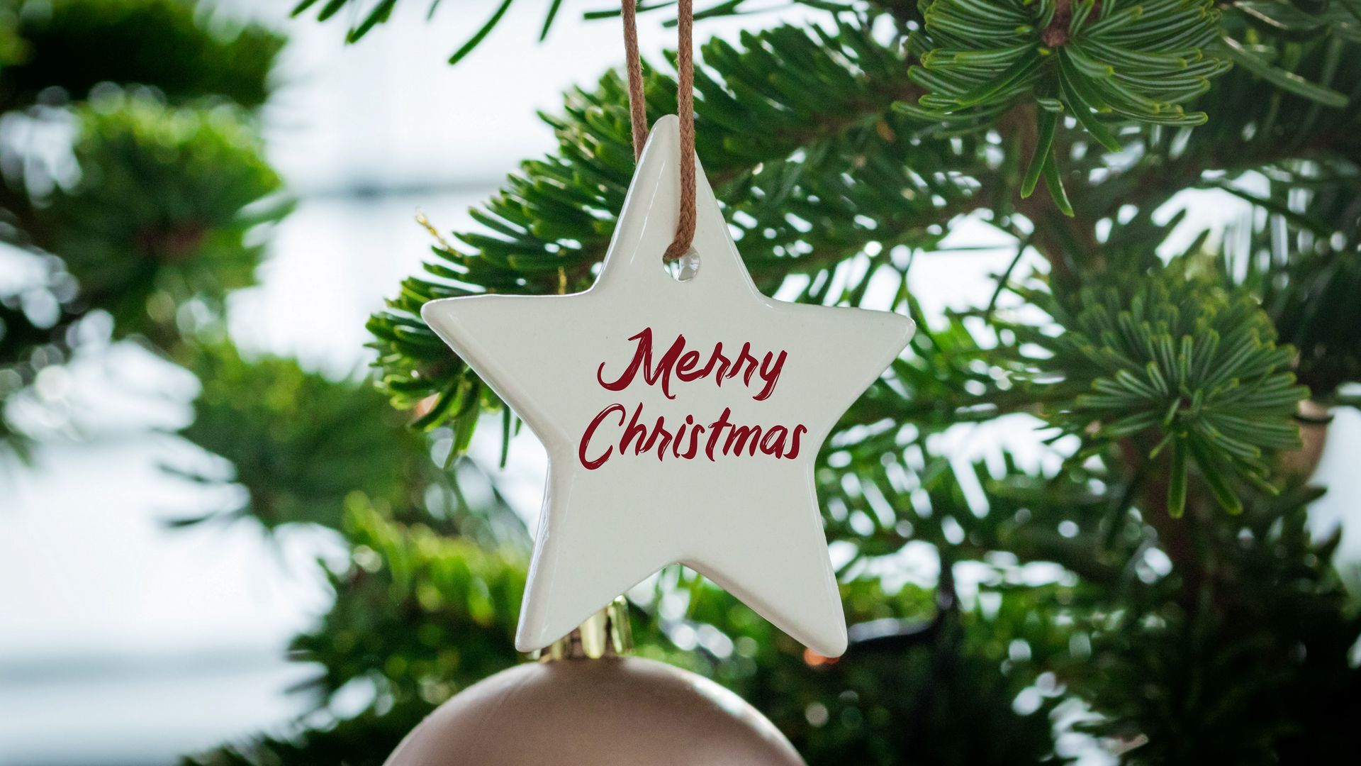 1920x1080 Download wallpaper 1920x1080 christmas, words, star, toy, spruce, branches, holiday full hd, hdtv, fhd, 1080p HD background
