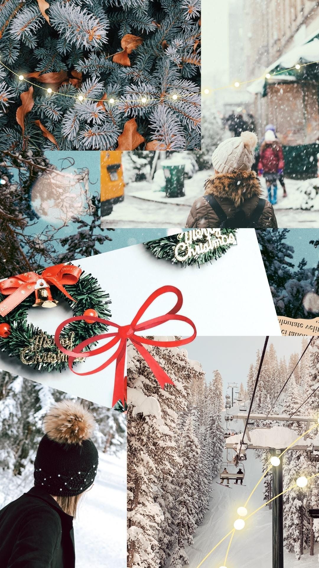 1080x1920 Christmas Collage Aesthetic Wallpaper: Creating A Festive Wonderland