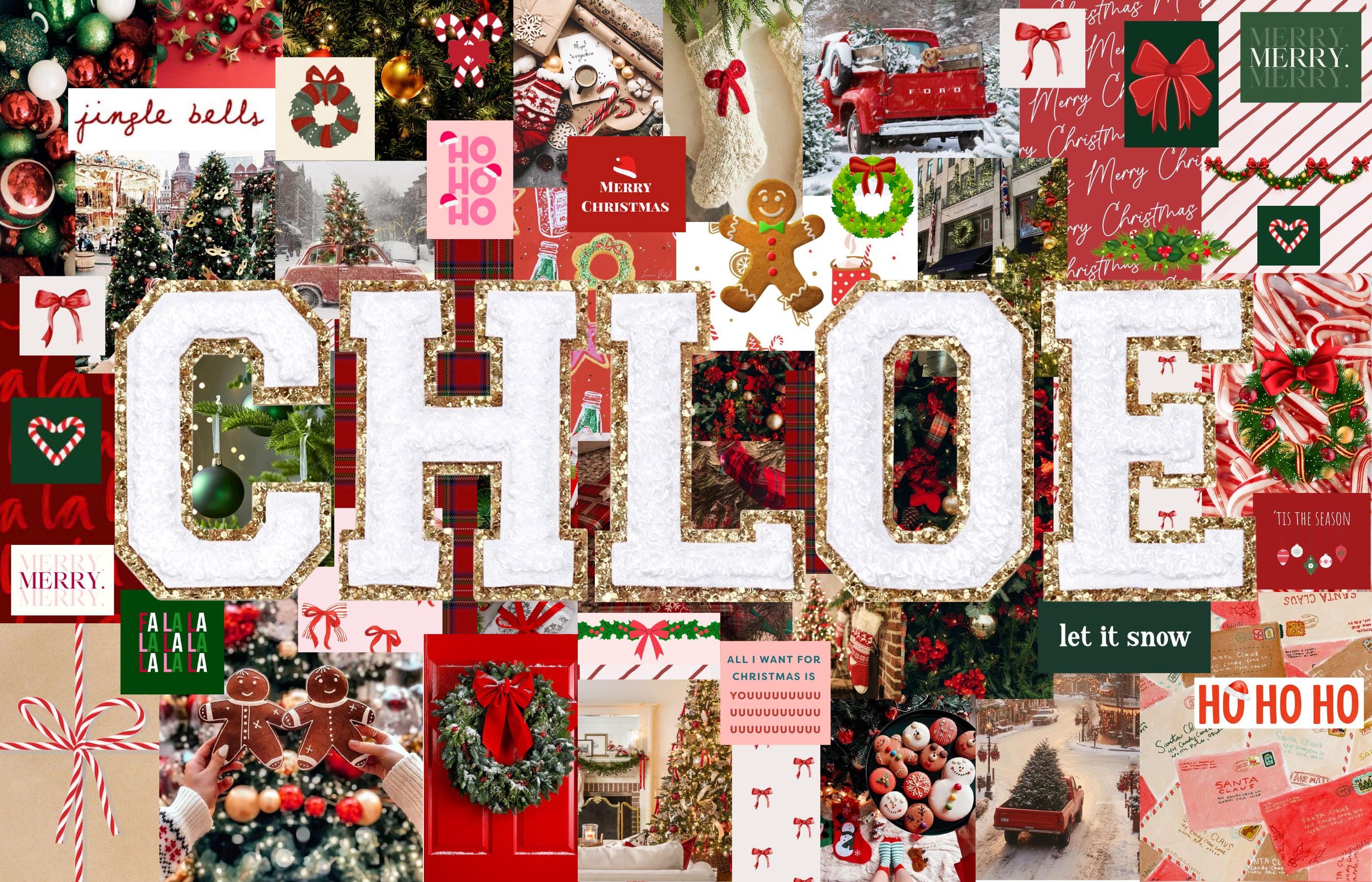 2800x1800 Custom Christmas Monogram Preppy Desktop Wallpaper Collage
