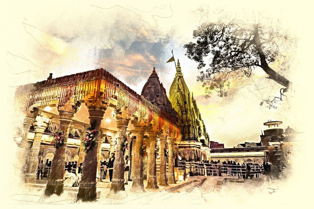 1200x800 Kashi Vishwanath Mandir Art Wallpaper Mural for Wall®