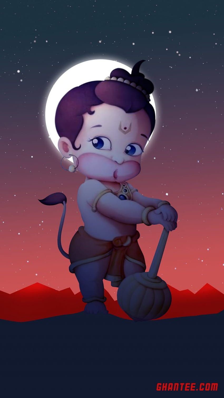 850x1511 Bal hanuman bright night for mobile, cute hanuman HD phone wallpaper