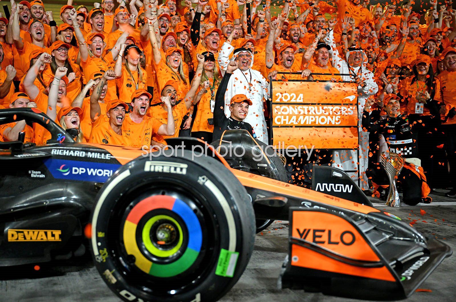 1600x1060 McLaren drivers Lando Norris & Oscar Piastri celebrate F1 Constructors Championship 2024 Image. Motor Racing Posters