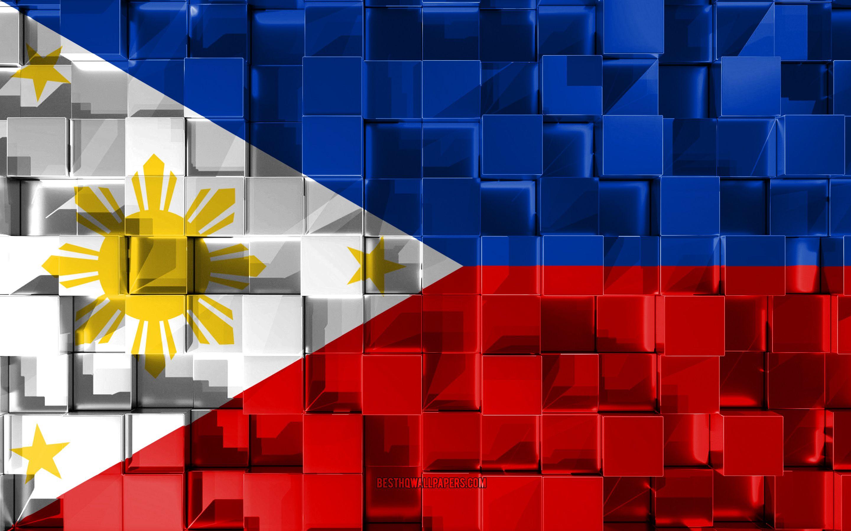 2880x1800 Download wallpaper Flag of Philippines, 3D flag, 3D cubes texture