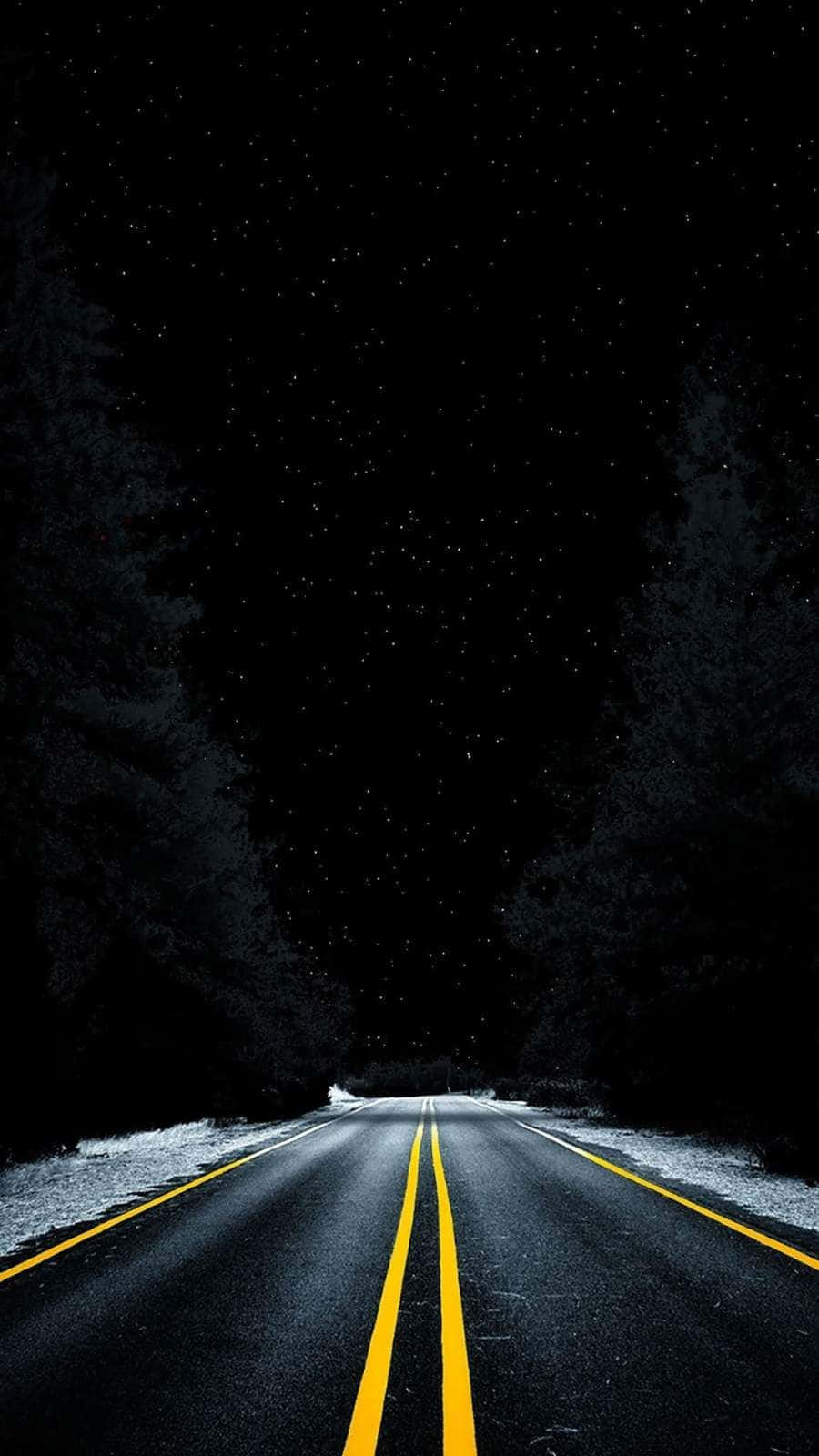900x1600 Download Mysterious Dark Road at Night Wallpaper
