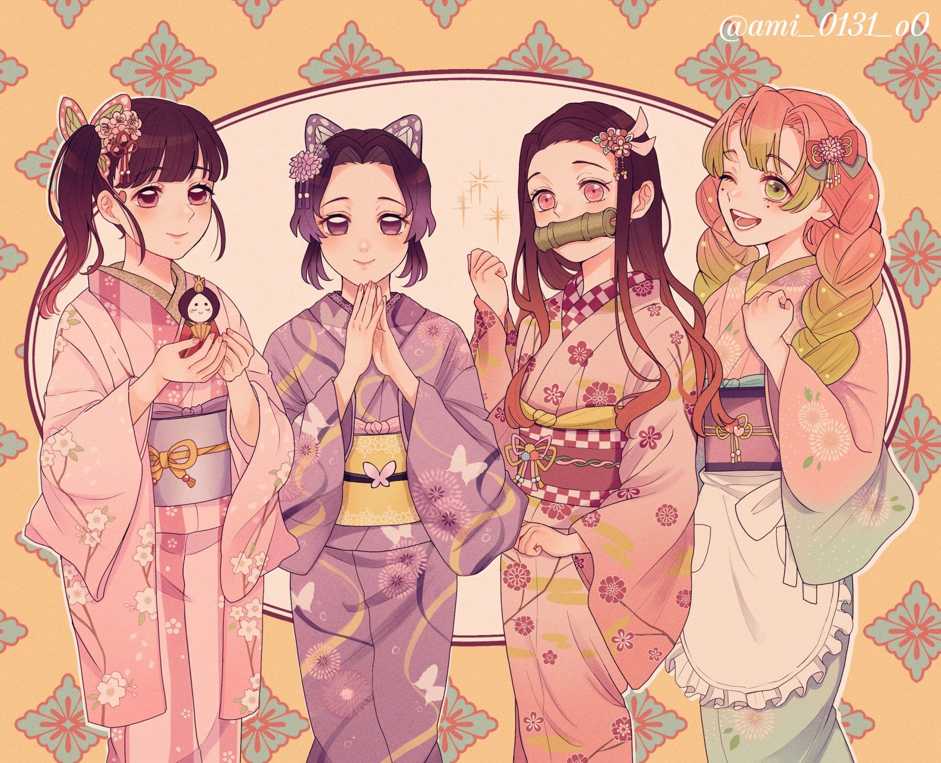1920x1556 Demon Slayer Maidens in Kimono
