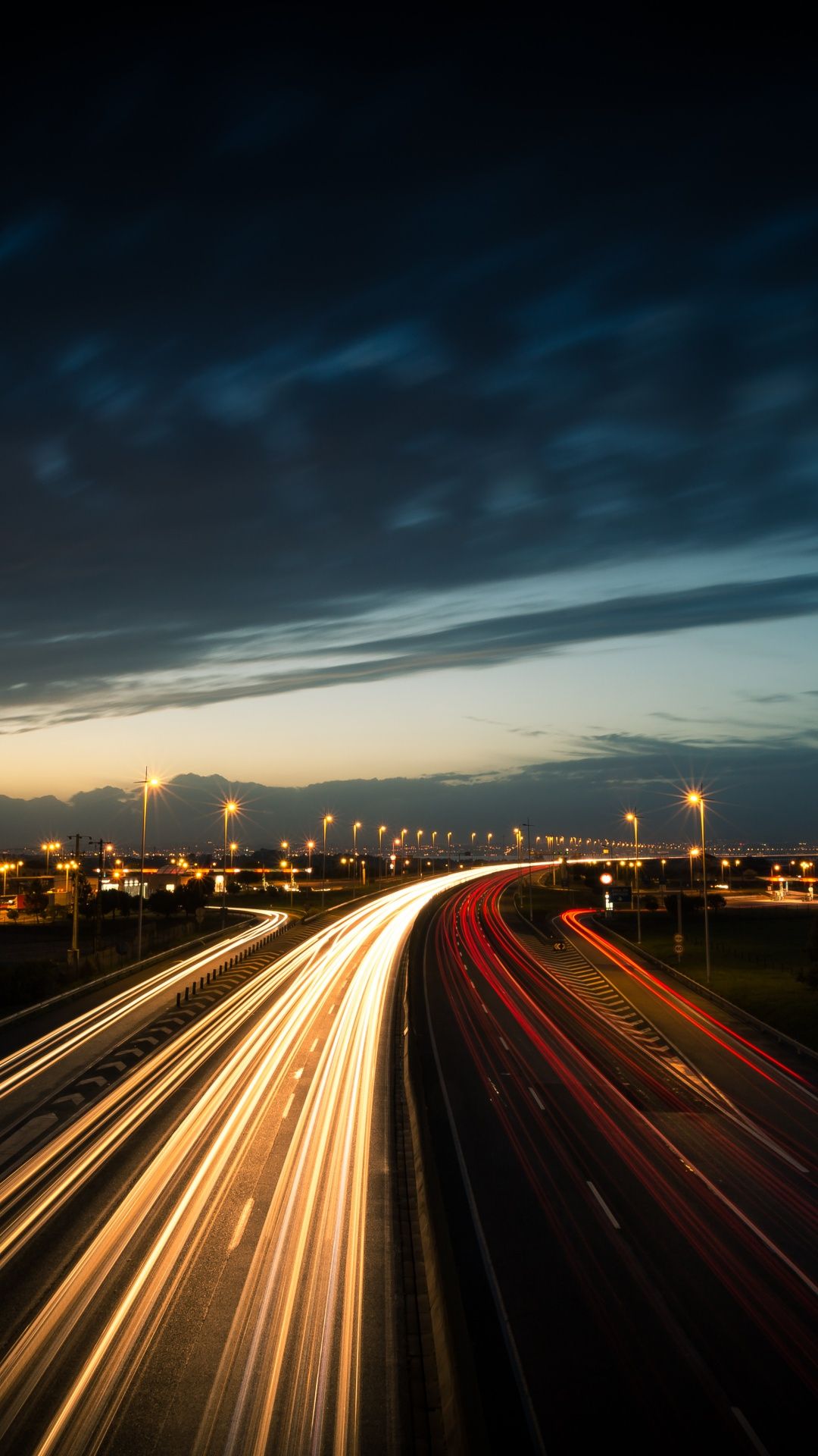 1080x1920 Highway Wallpaper 4K, Light trails, Long exposure