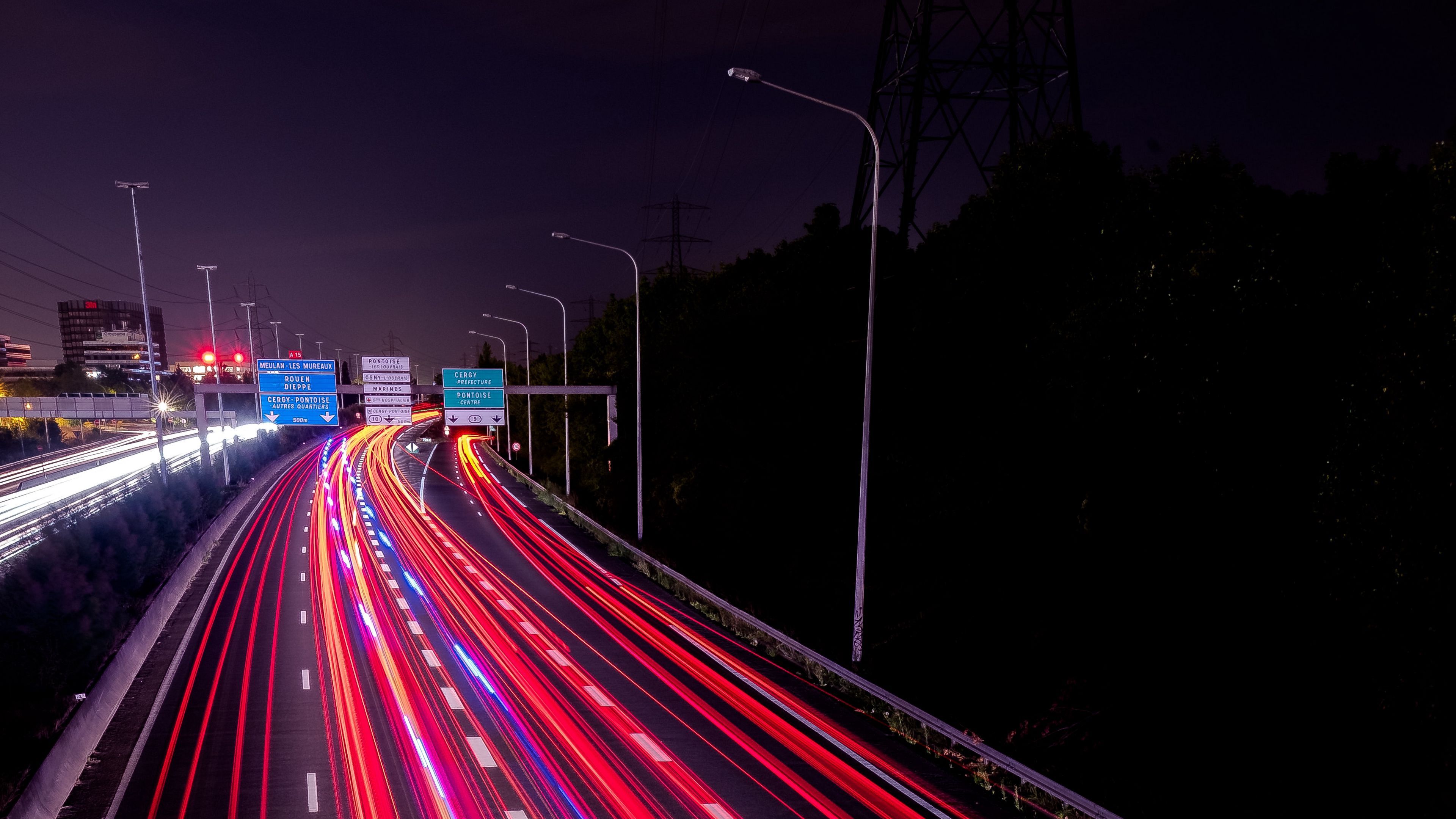 3840x2160 Download wallpaper 3840x2160 road, highway, night, lights, movement 4k uhd 16:9 HD background