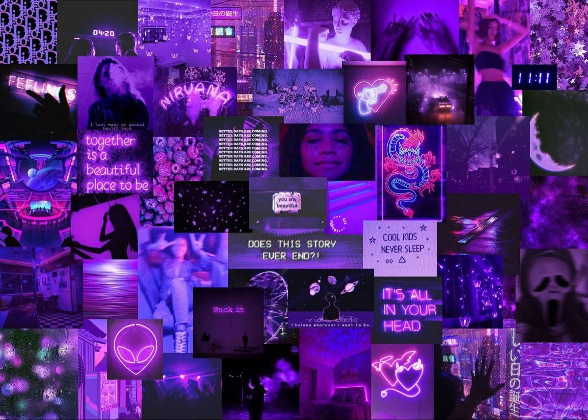 1200x858 Download Electric Purple Aesthetic Collage Artwork for Computer Background Wallpaper