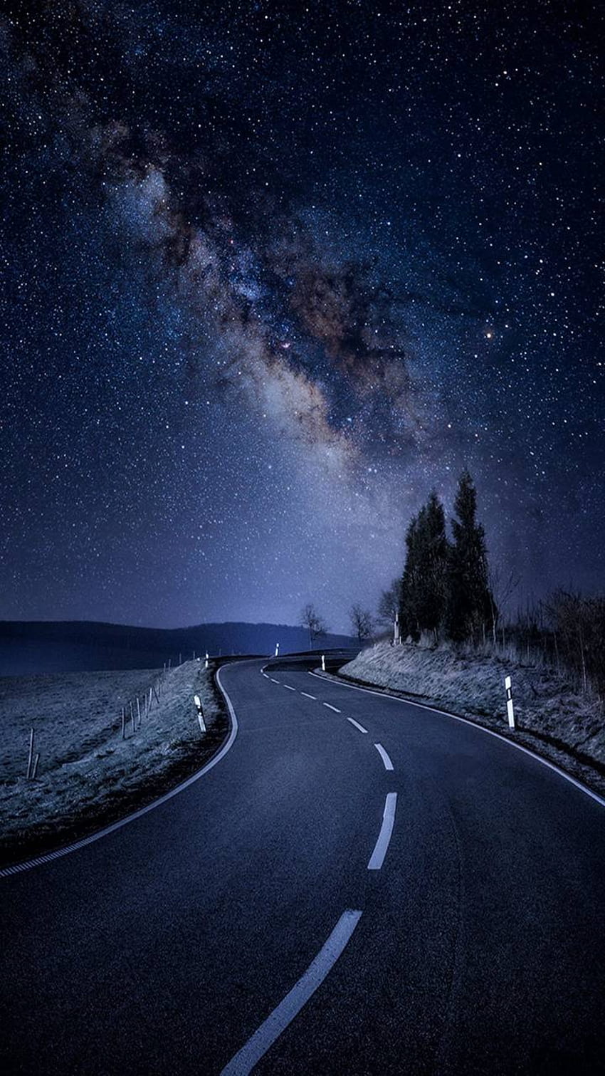 850x1511 Road nighttime, Night Time Stars HD phone wallpaper