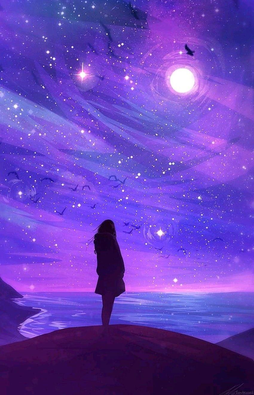 850x1322 Purple aesthetic girl HD wallpaper