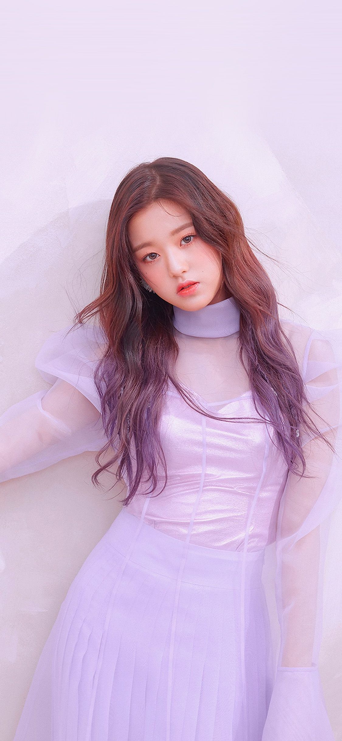 1125x2436 iPhone X wallpaper. girl kpop izone cute purple