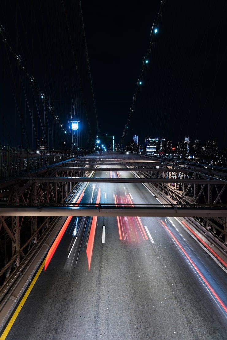 740x1109 Highway overpass night Image