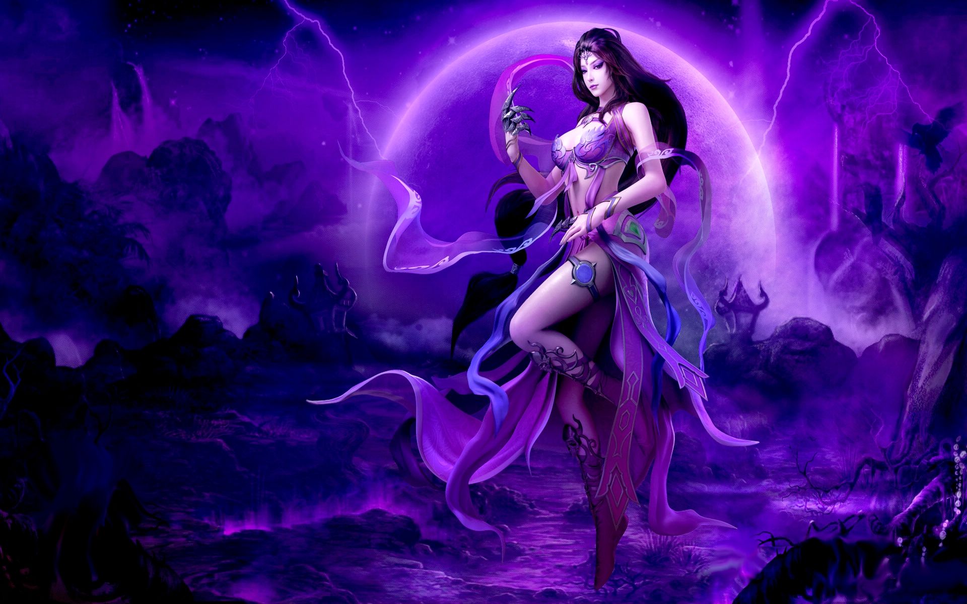 1920x1200 Download Purple Fantasy Woman Warrior HD Wallpaper
