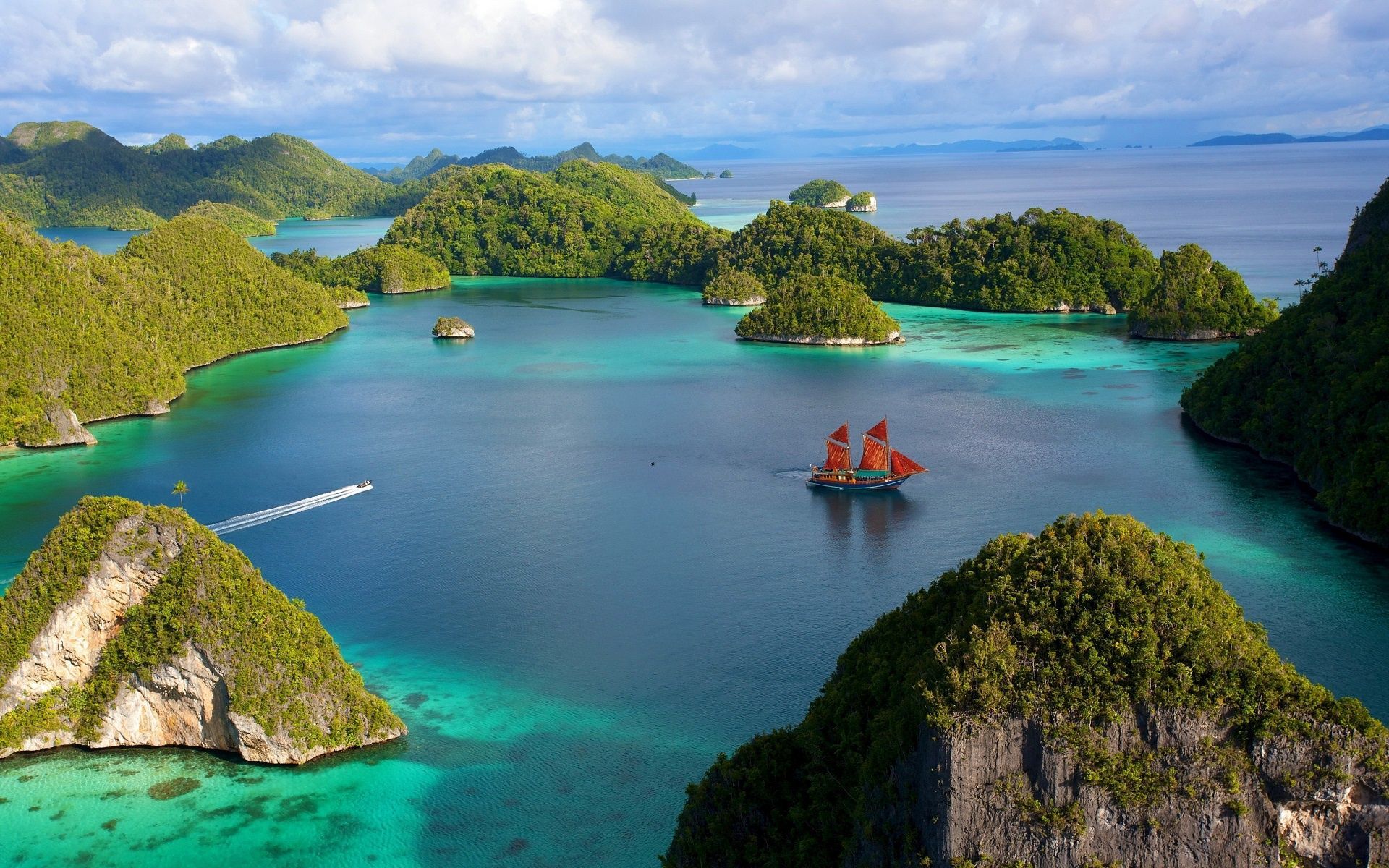 1920x1200 Wallpaper Thailand, trees, sea, ocean, landscape, nature, island, hills for mobile and desktop, section пейзажи, resolution 1920x1200