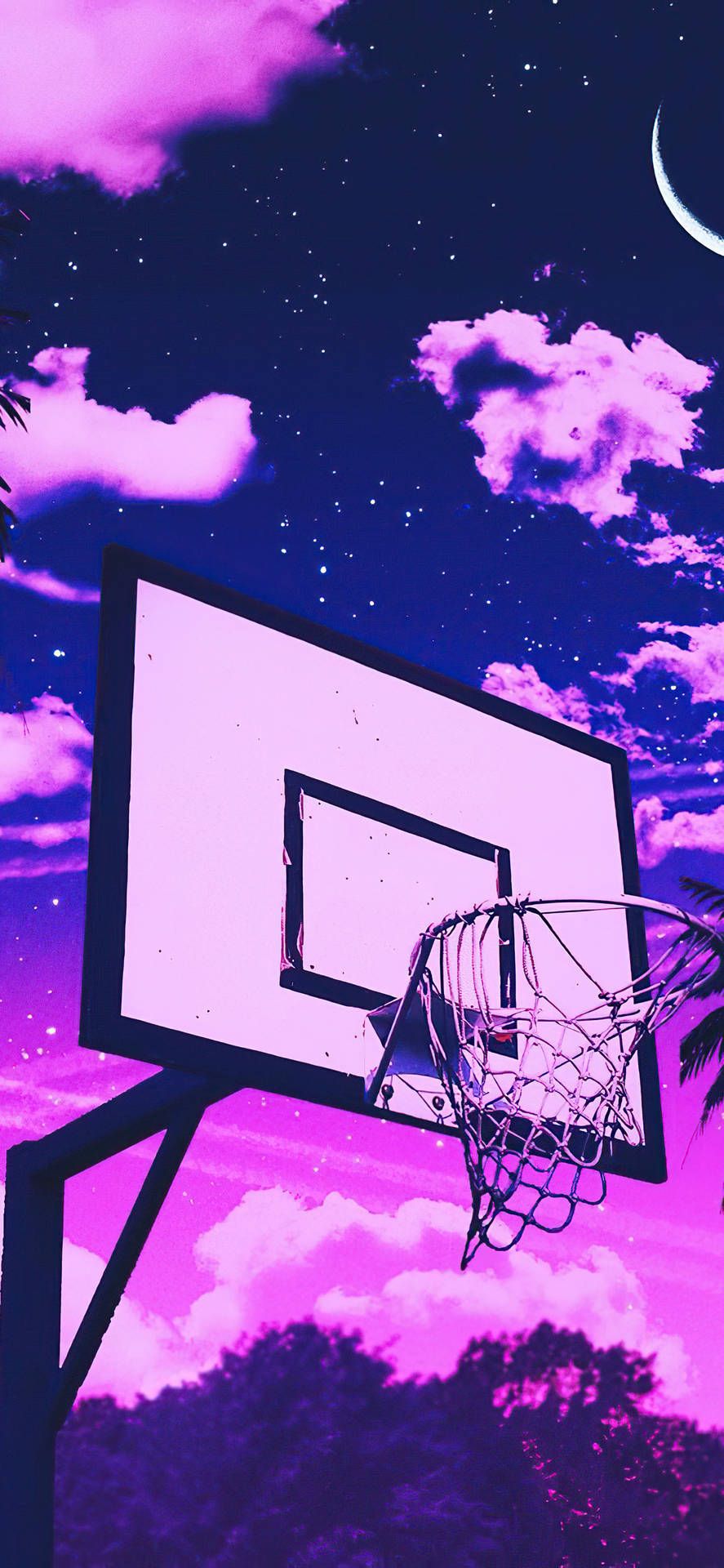 887x1920 Download Basketball iPhone Ring And Purple Clouds Wallpaper