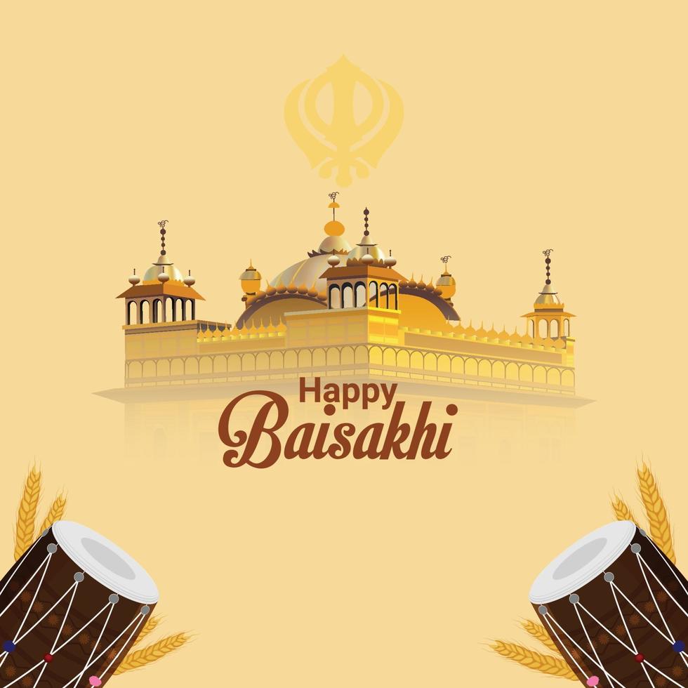 980x980 Happy vaisakhi creative illustration golden temple and drum
