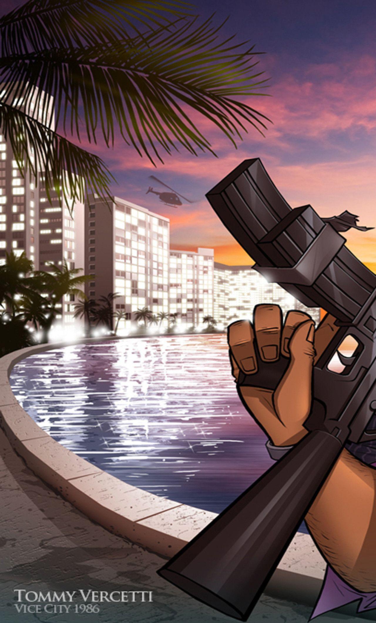 1280x2120 Vice City Wallpaper
